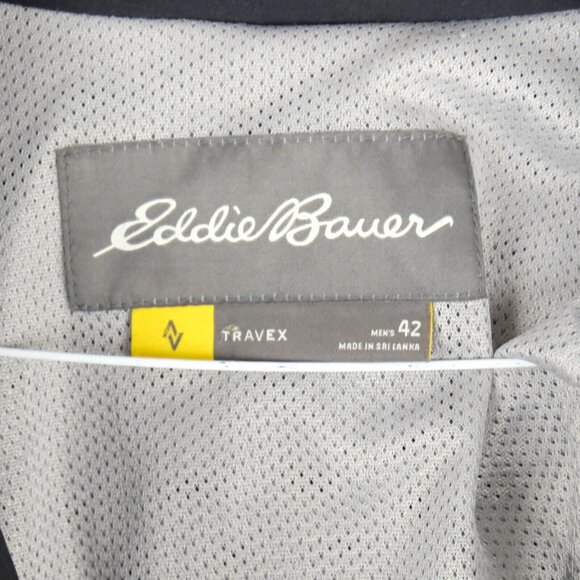 Eddie Bauer Travex Coat Mens 42 Large Black Button Up Casual City Chin Strap - Picture 7 of 9